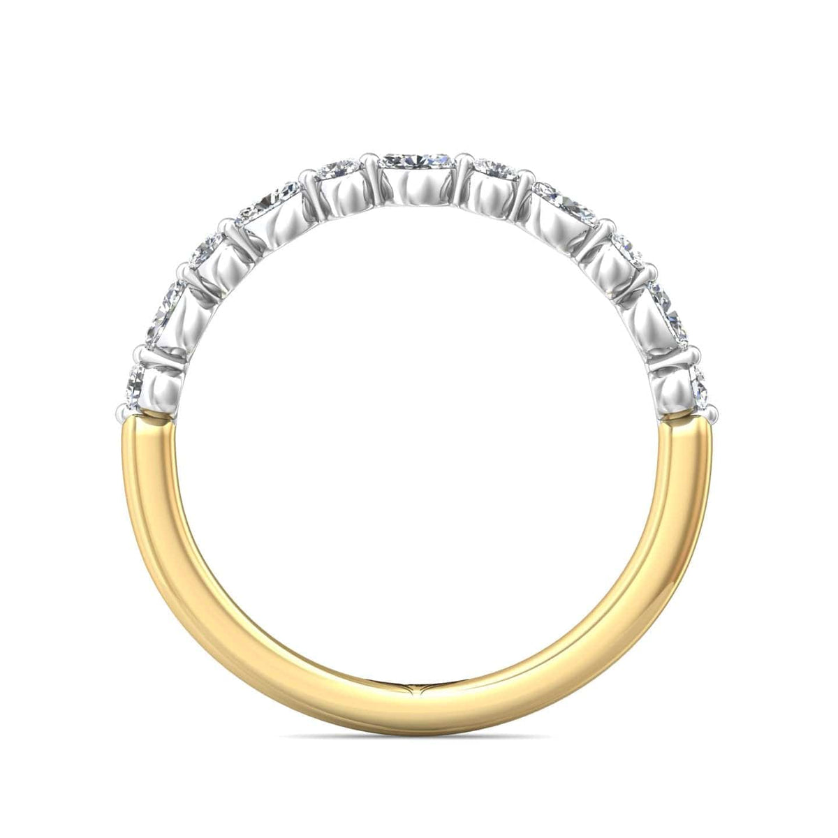 18K Yellow Gold & Platinum Shared Prong Band with Alternating Round and Marquise Diamonds