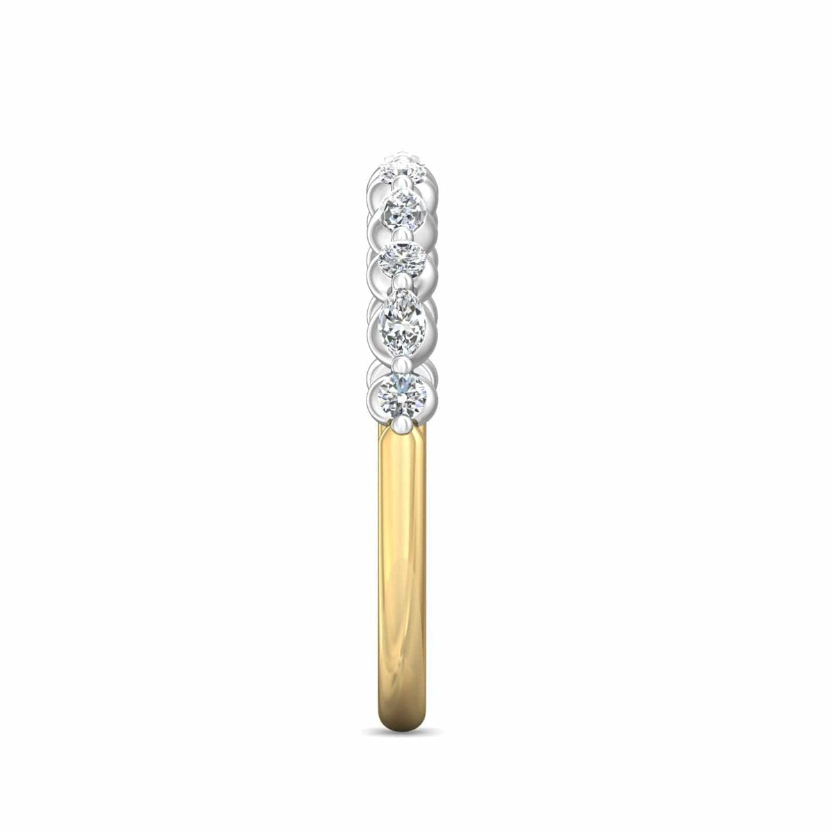 18K Yellow Gold & Platinum Shared Prong Band with Alternating Round and Marquise Diamonds