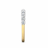 18K Yellow Gold & Platinum Shared Prong Band with Alternating Round and Marquise Diamonds