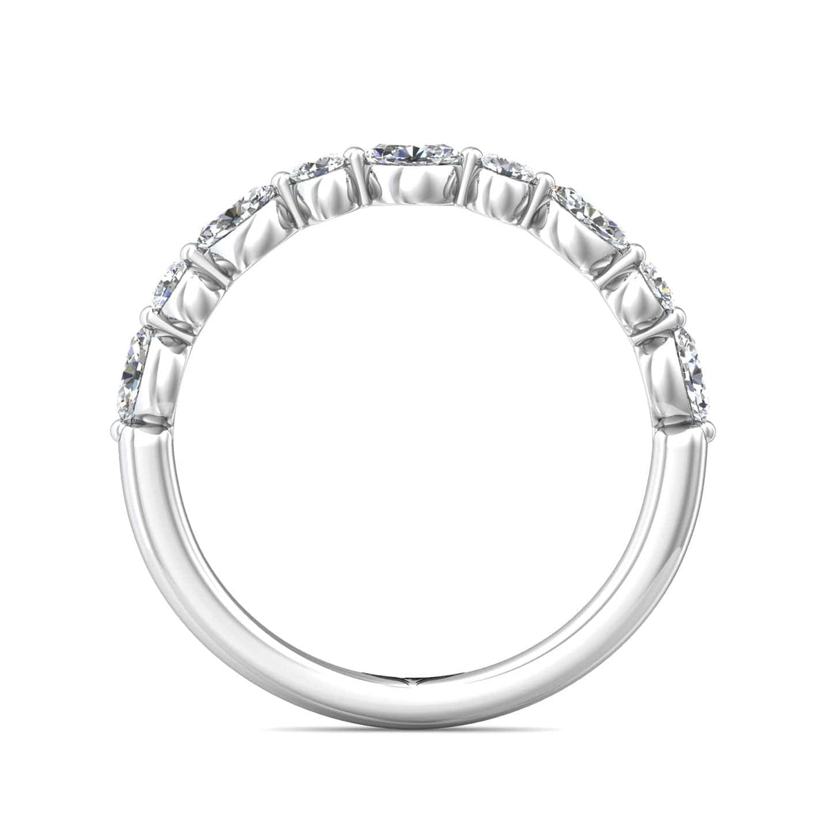 Platinum Single Prong Diamond Band with Alternating Round & Marquise Diamonds