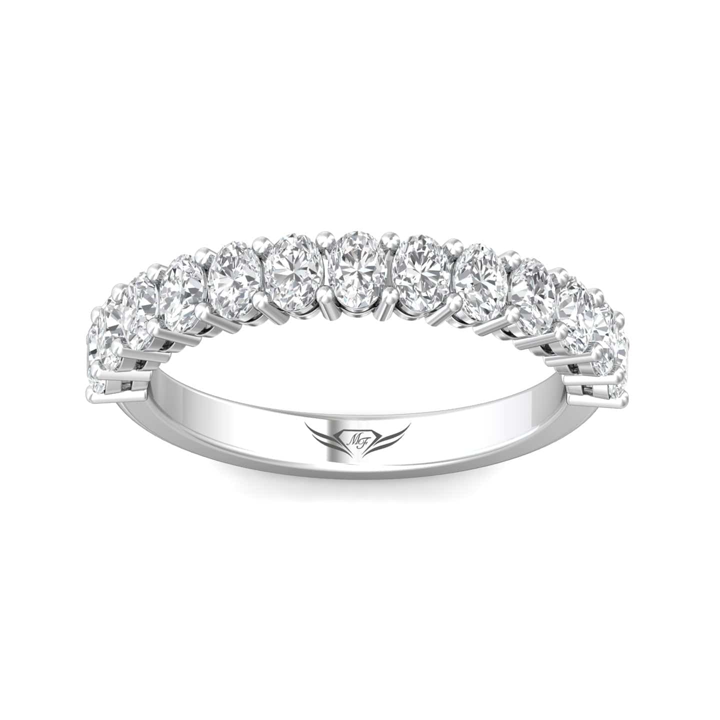 Platinum Oval Diamond Shared Prong Band