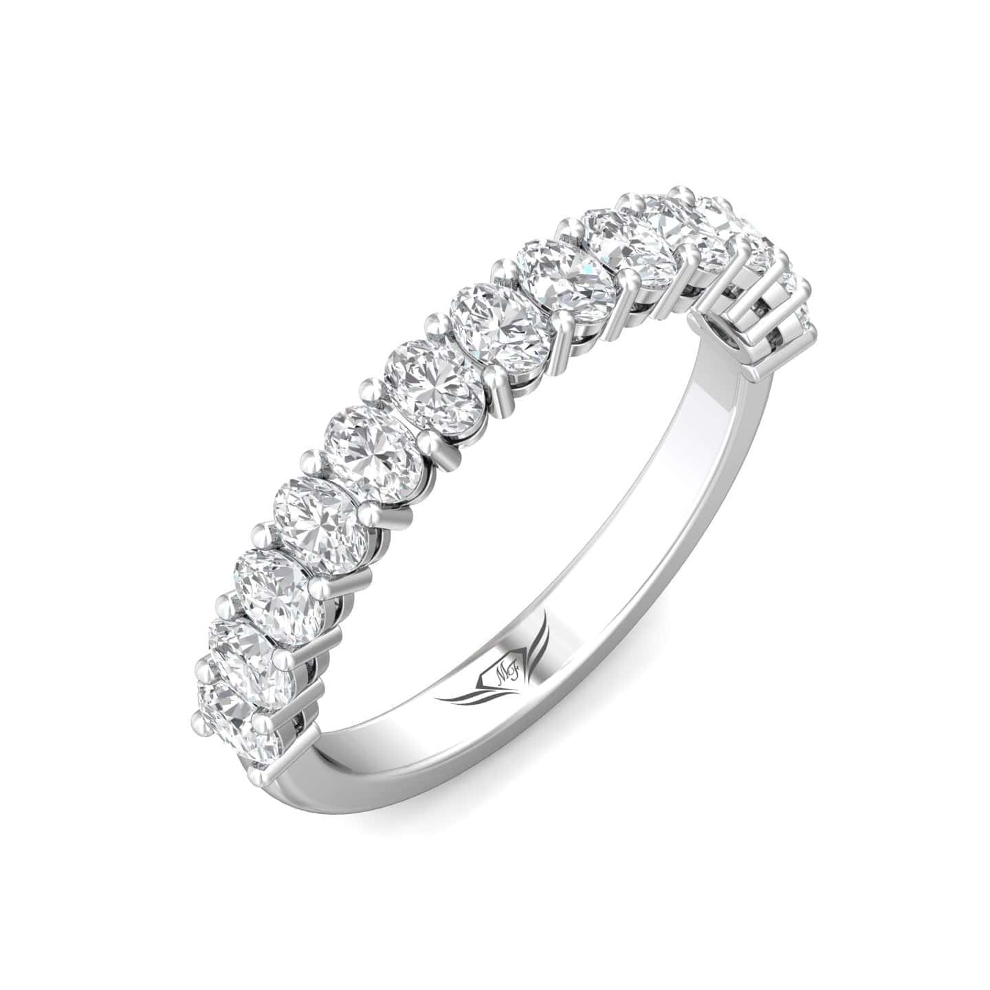 Platinum Oval Diamond Shared Prong Band