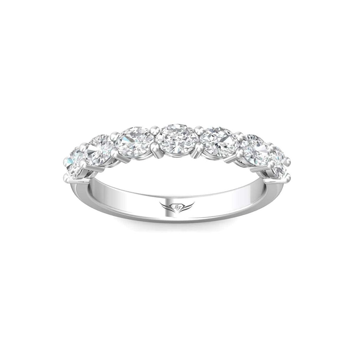 Platinum 7 Oval Diamond Shared Prong Band