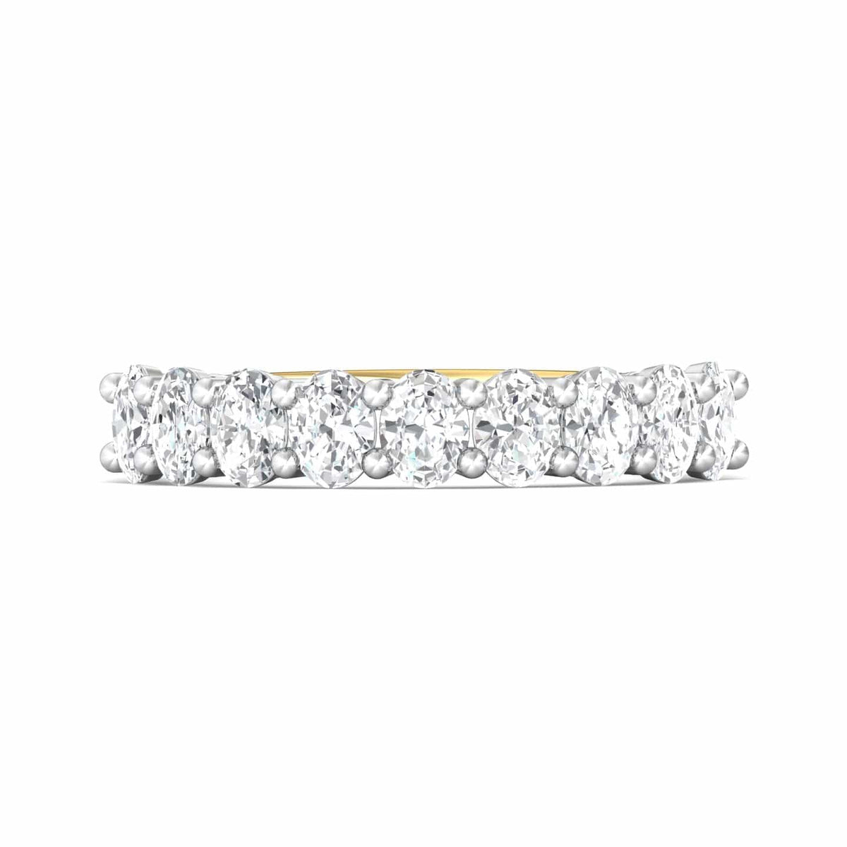 18K Yellow Gold & Platinum Oval Diamond Band