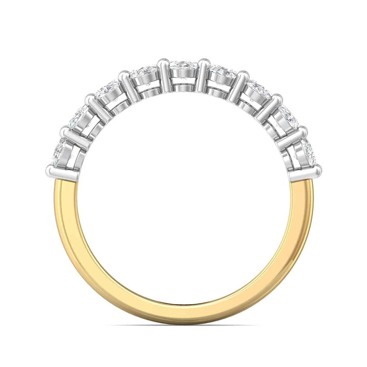 18K Yellow Gold & Platinum Oval Diamond Band