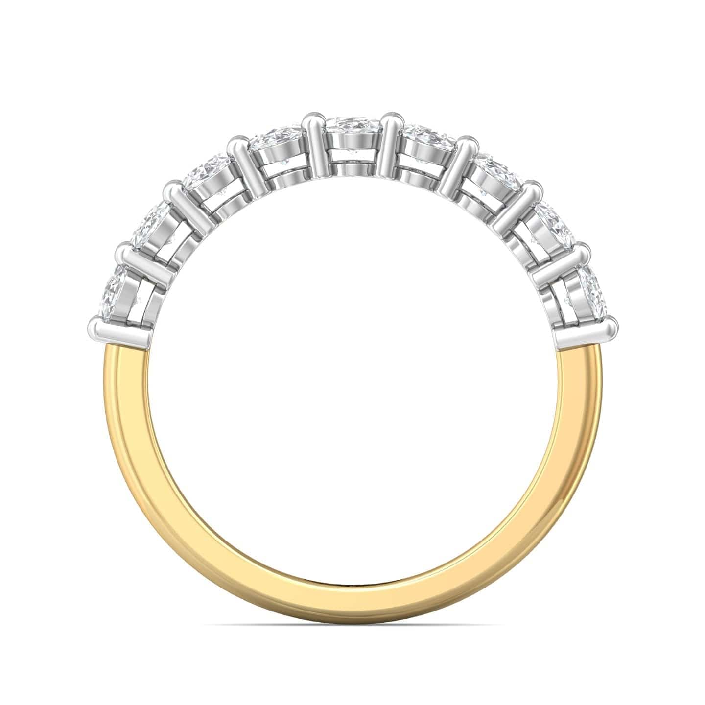 18K Yellow Gold & Platinum Oval Diamond Band
