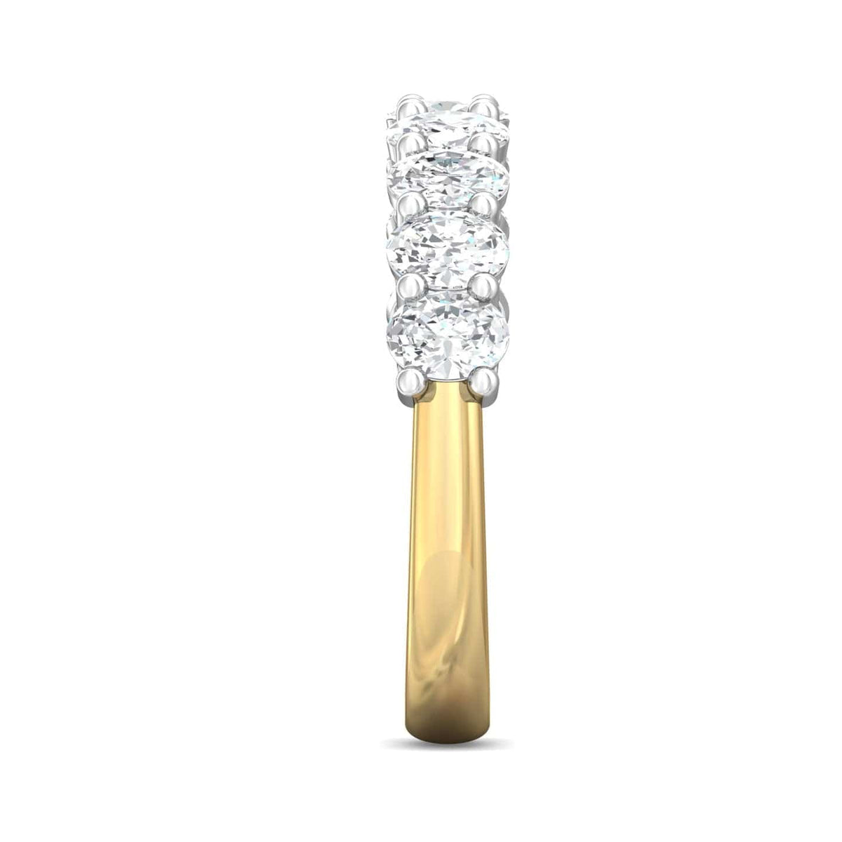 18K Yellow Gold & Platinum Oval Diamond Band