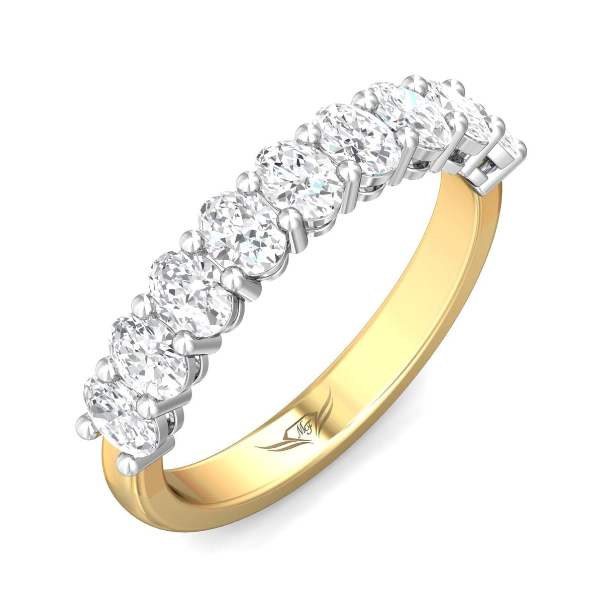 18K Yellow Gold & Platinum Oval Diamond Band
