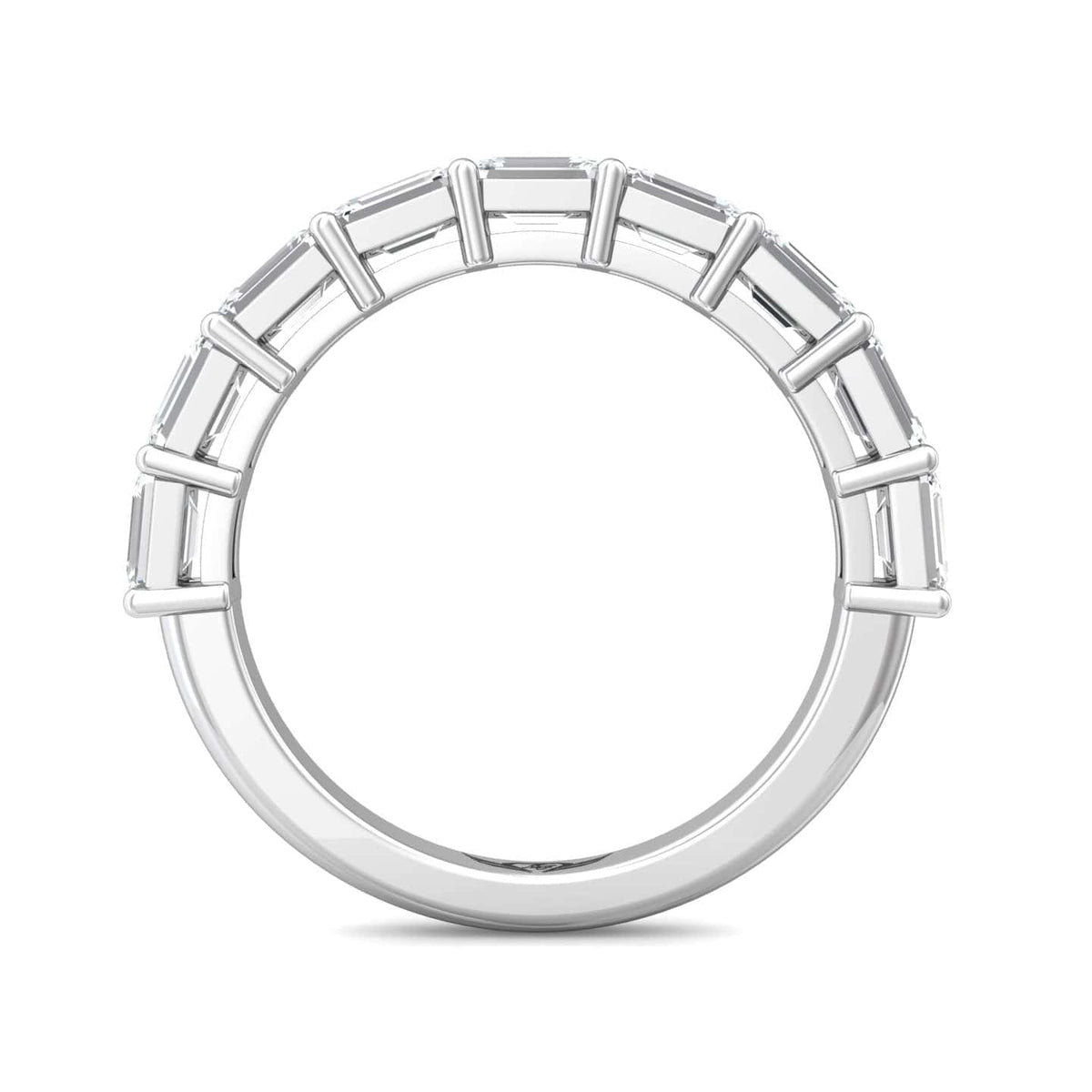 Platinum 9 Emerald Cut Diamond Shared Prong Band