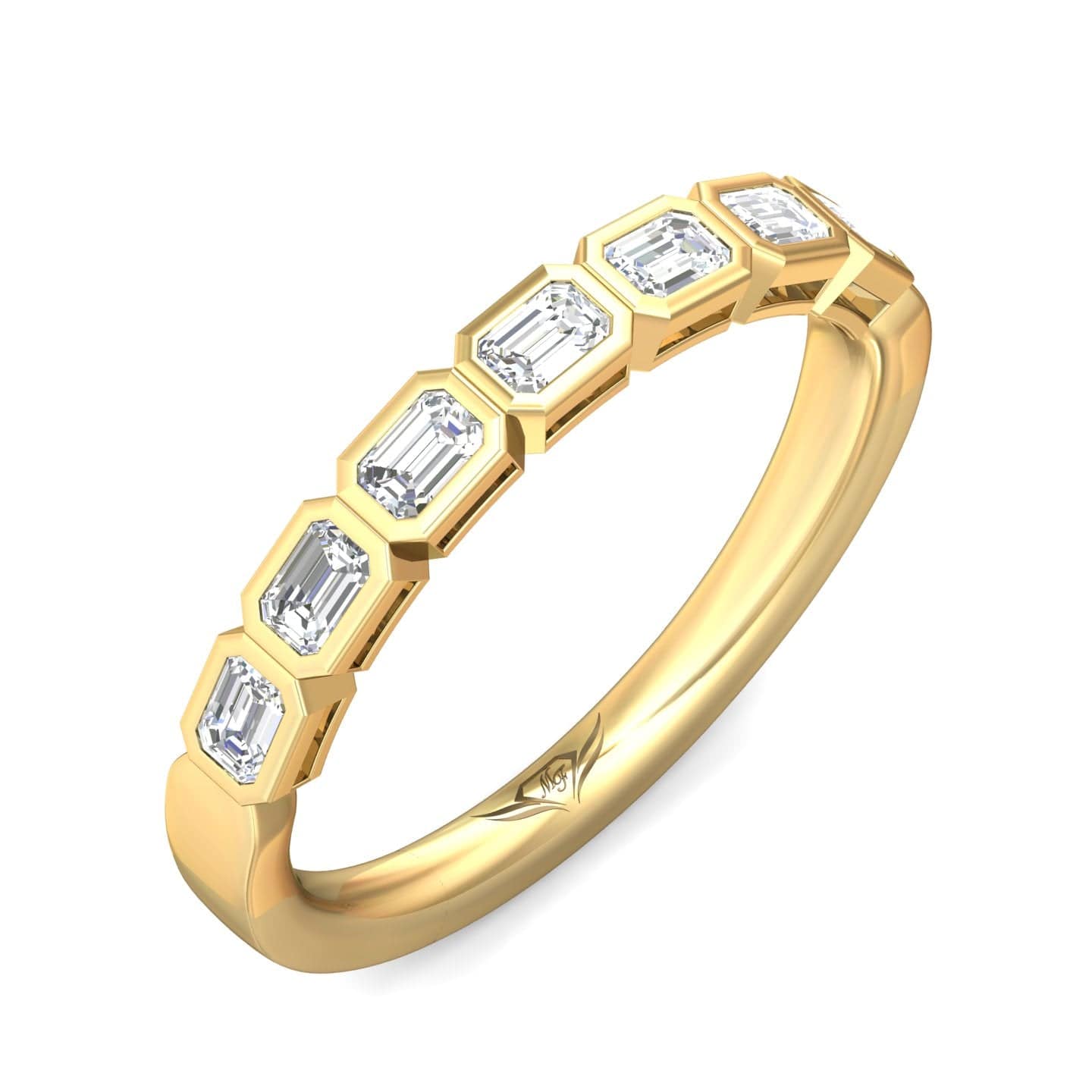 18K Yellow Gold Bezel Set Diamond Band