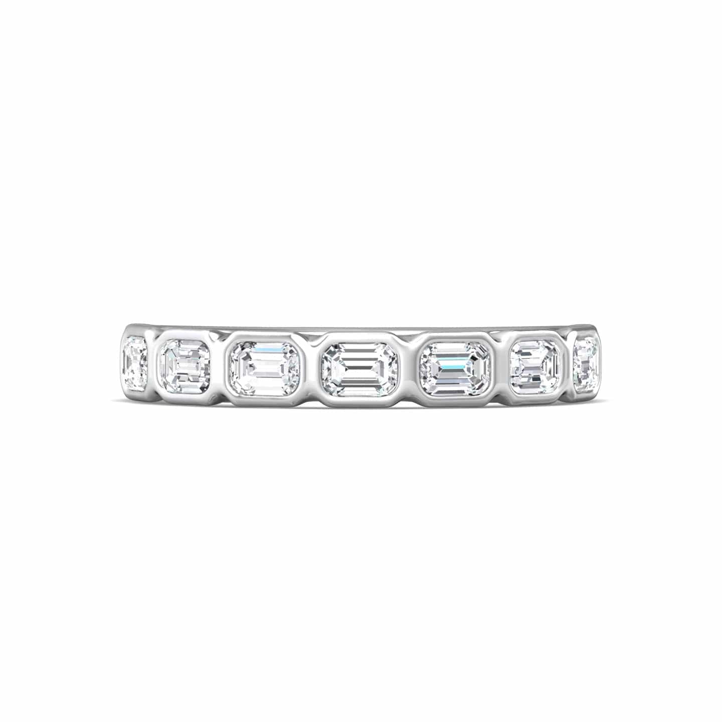 Platinum Bezel Set Emerald Cut Diamond Band