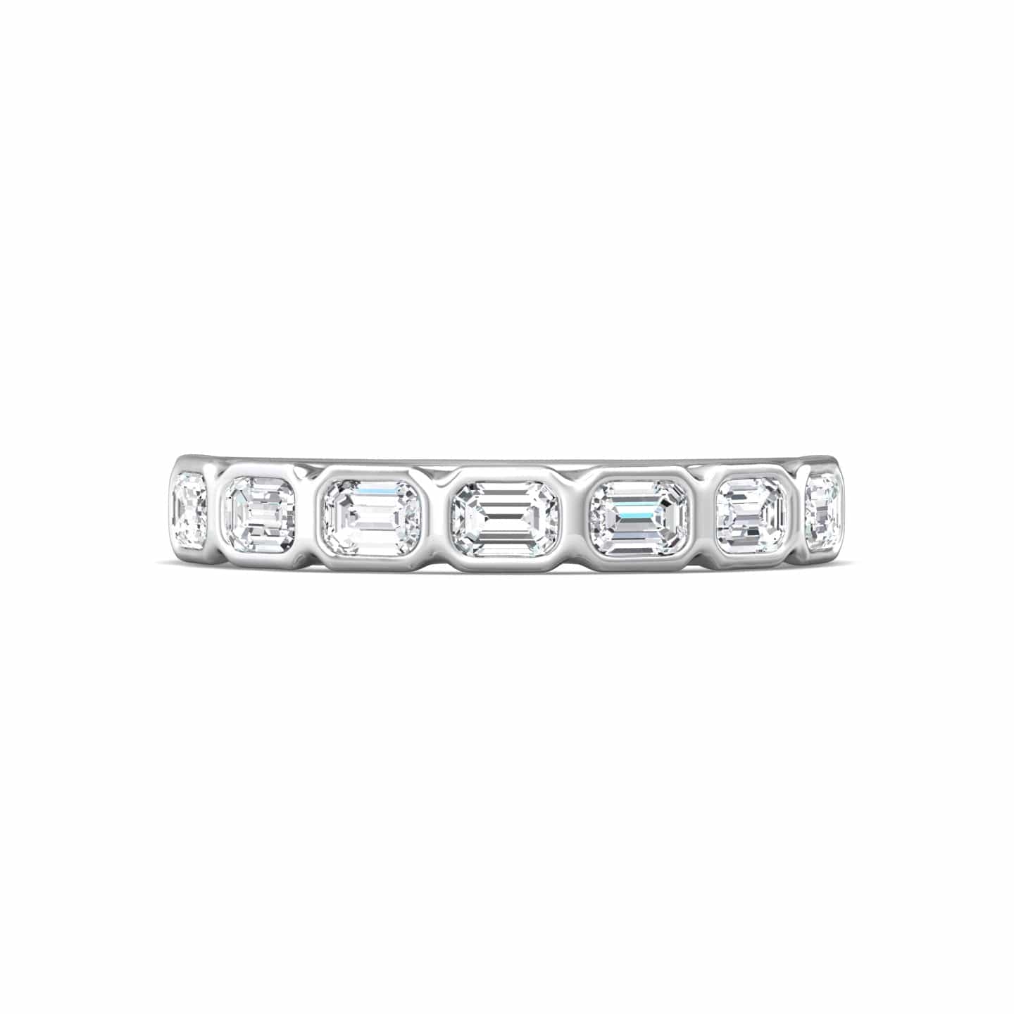 Platinum Bezel Set Emerald Cut Diamond Band