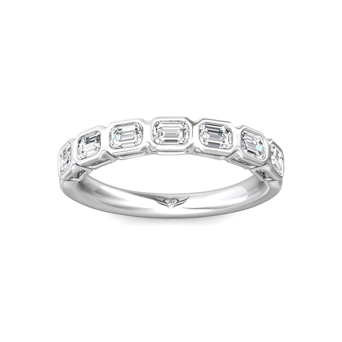 Platinum Bezel Set Emerald Cut Diamond Band