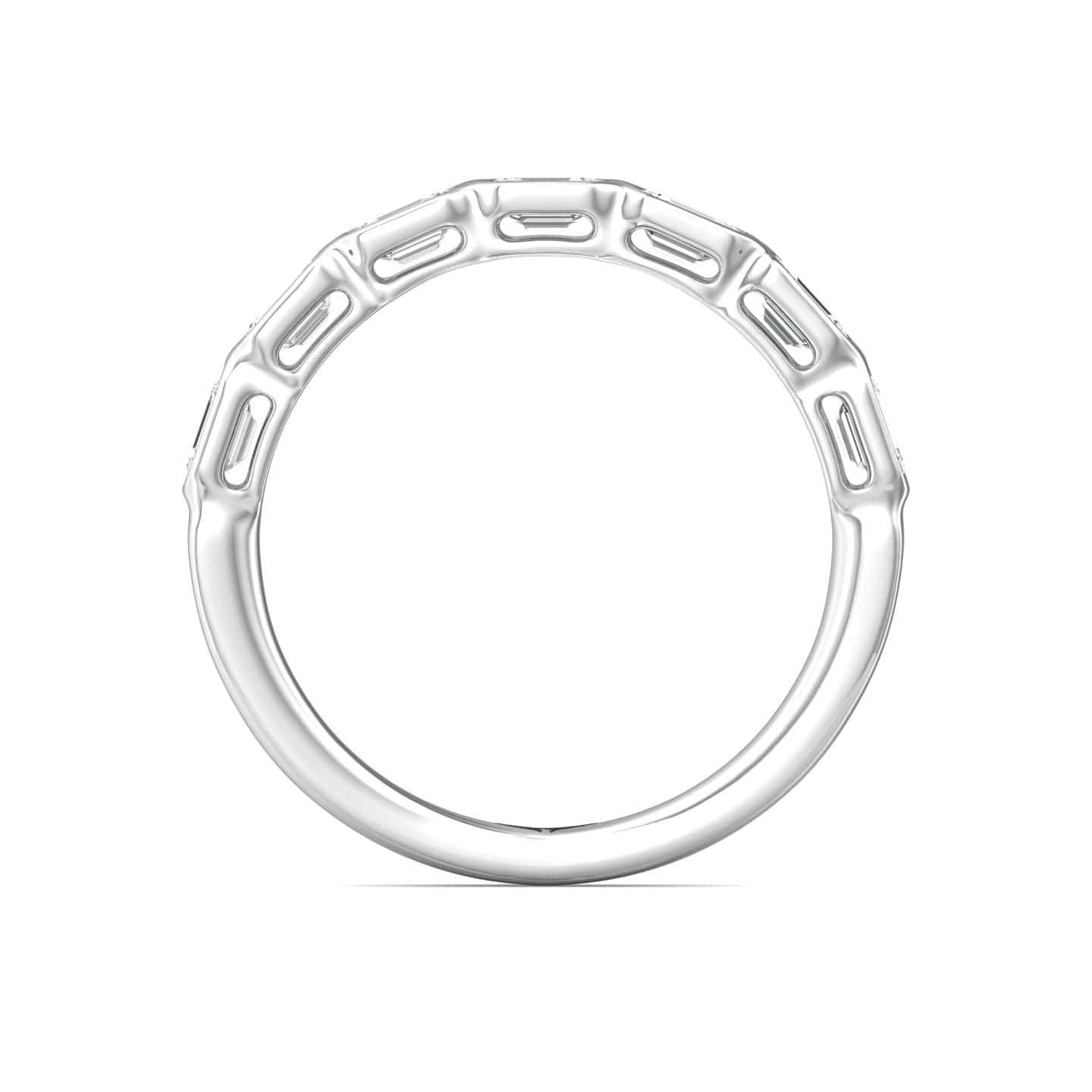 Platinum Bezel Set Emerald Cut Diamond Band