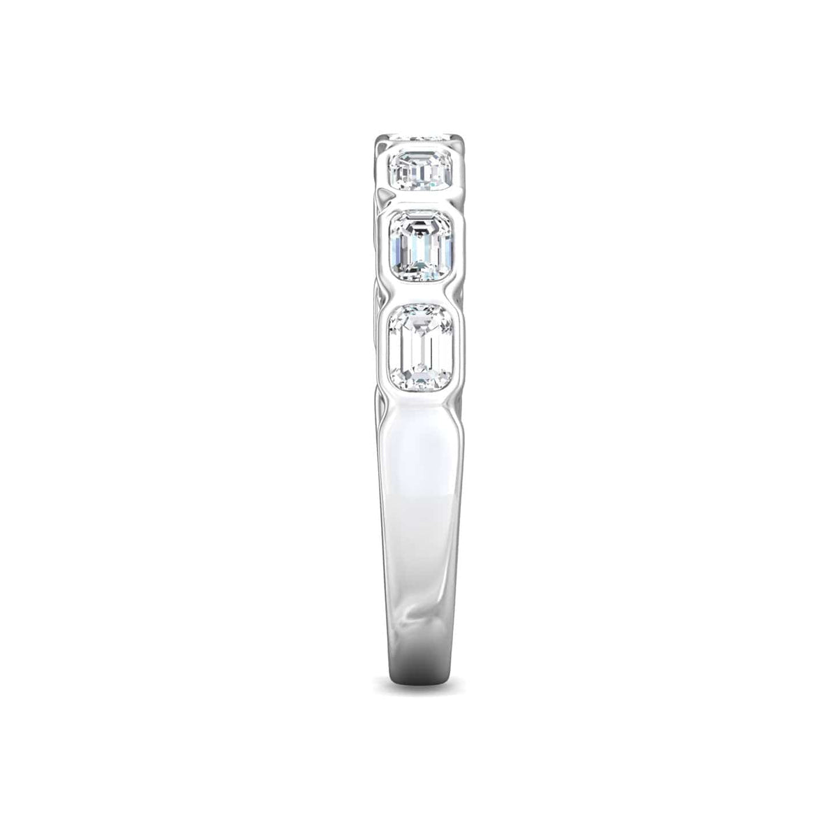 Platinum Bezel Set Emerald Cut Diamond Band