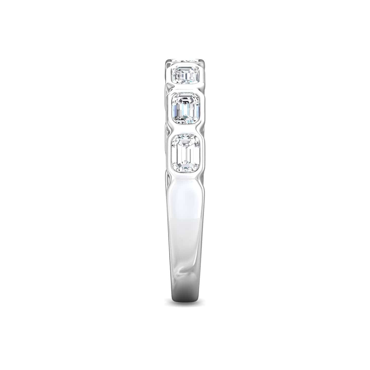 Platinum Bezel Set Emerald Cut Diamond Band