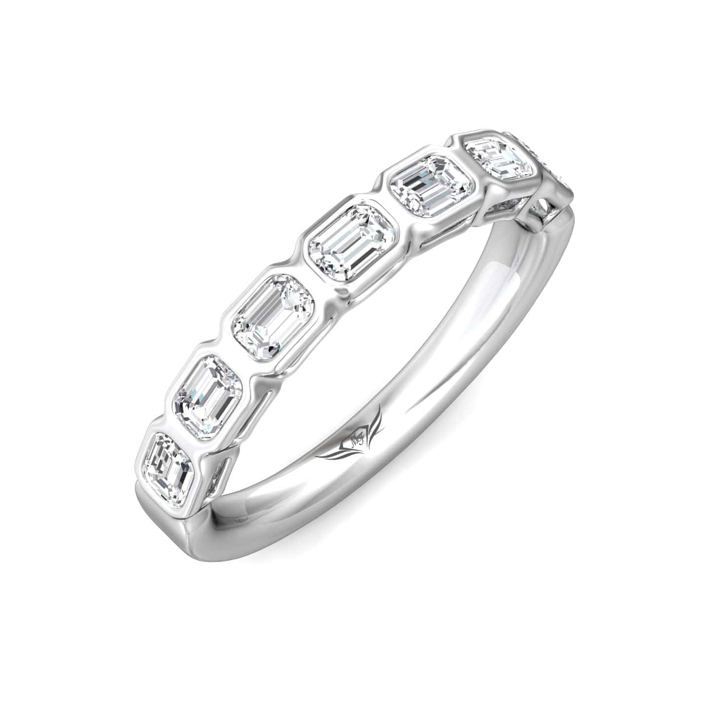 Platinum Bezel Set Emerald Cut Diamond Band