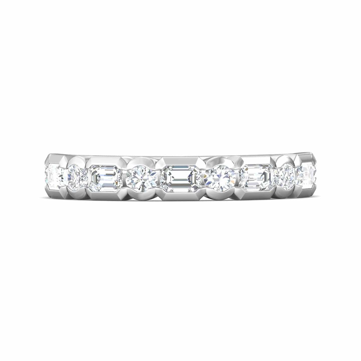 Platinum Semi Bezel Set Alternating Diamond Cut Band