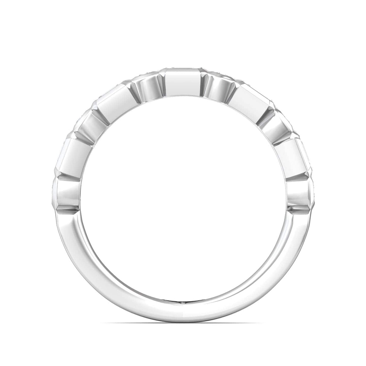 Platinum Semi Bezel Set Alternating Diamond Cut Band