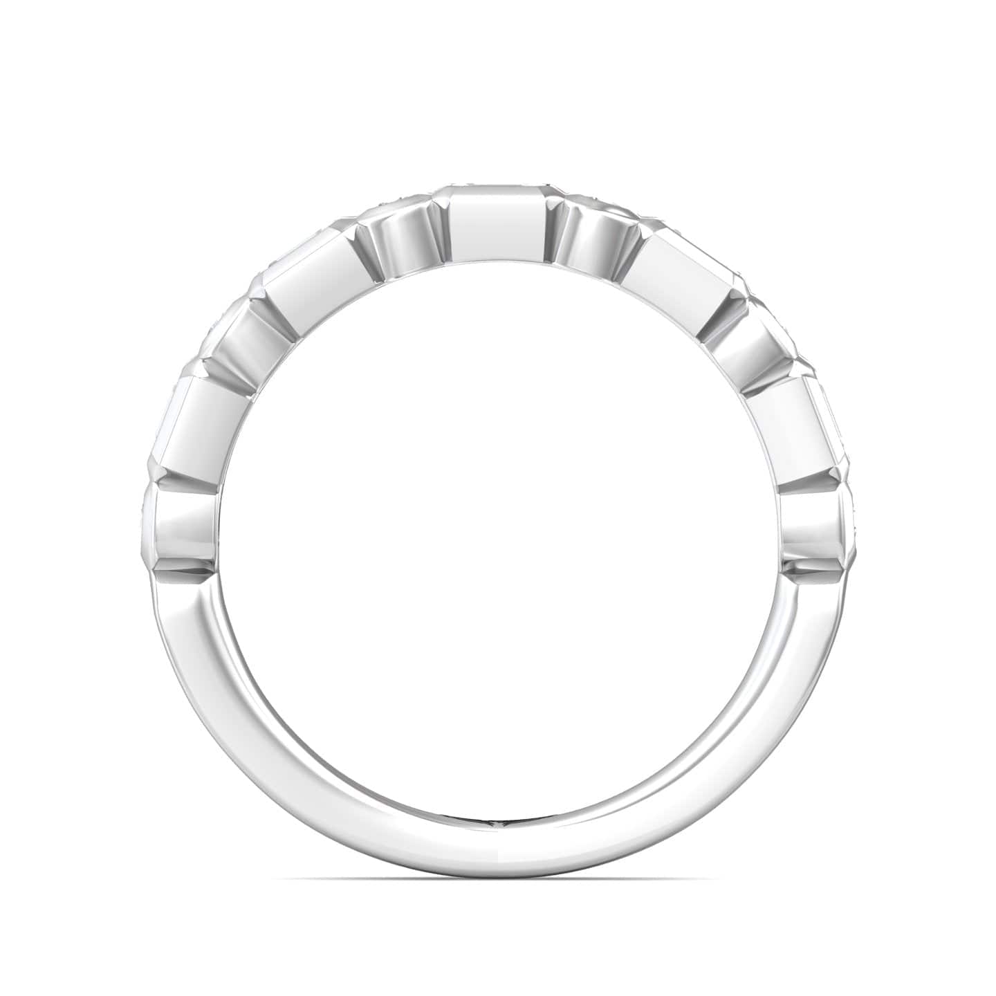 Platinum Semi Bezel Set Alternating Diamond Cut Band