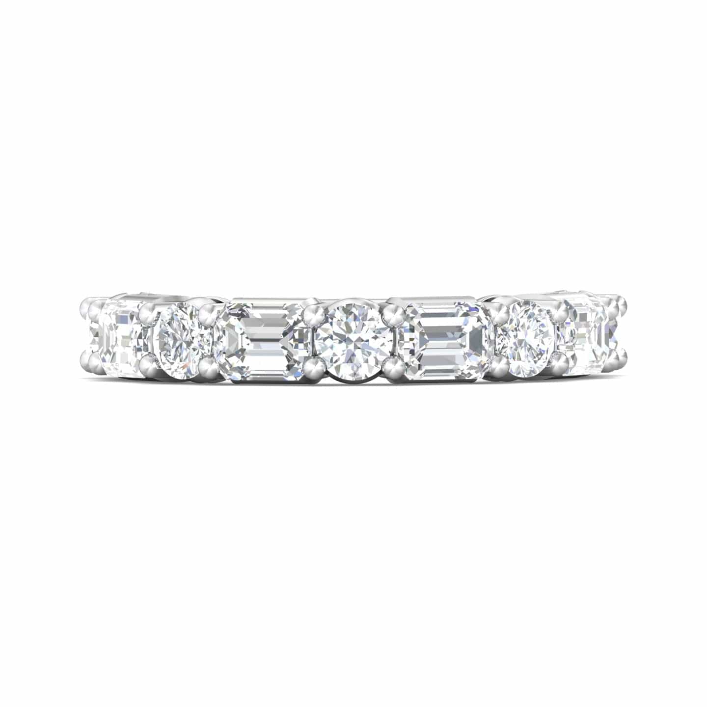 Platinum Alternating Diamond Cut Shared Prong Band