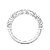Platinum Alternating Diamond Cut Shared Prong Band