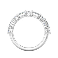 Platinum Alternating Diamond Cut Shared Prong Band