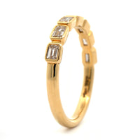 18K Yellow Gold Bezel Set Emerald Cut Diamond Band