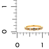 18K Yellow Gold Bezel Set Emerald Cut Diamond Band