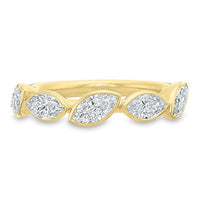 18K Yellow Gold Bezel Set Marquise Tilted Diamond Band
