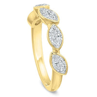 18K Yellow Gold Bezel Set Marquise Tilted Diamond Band