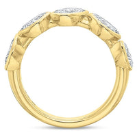 18K Yellow Gold Bezel Set Marquise Tilted Diamond Band