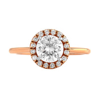 18K Rose Gold & Platinum Halo Engagement Ring Setting