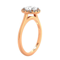 18K Rose Gold & Platinum Halo Engagement Ring Setting