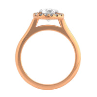 18K Rose Gold & Platinum Halo Engagement Ring Setting
