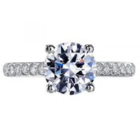 18K Rose Gold 4 Prong Diamond Sides Engagement Ring Setting
