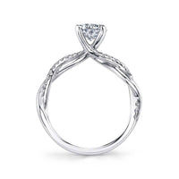 18K White Gold Twisted Shank Engagement Ring Setting