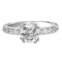 Platinum Shared Double Prong Diamond Engagement Ring Setting