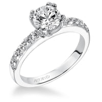 Platinum Shared Double Prong Diamond Engagement Ring Setting