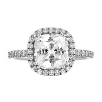 Platinum Cushion Pave Halo Engagement Ring Setting