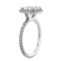 Platinum Cushion Pave Halo Engagement Ring Setting