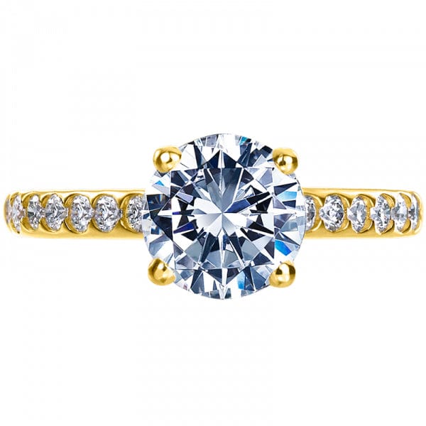 18K Rose Gold 4 Prong Diamond Sides Engagement Ring Setting