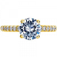 18K Rose Gold 4 Prong Diamond Sides Engagement Ring Setting