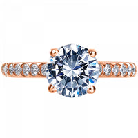 18K Rose Gold 4 Prong Diamond Sides Engagement Ring Setting