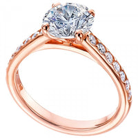 18K Rose Gold 4 Prong Diamond Sides Engagement Ring Setting