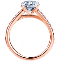 18K Rose Gold 4 Prong Diamond Sides Engagement Ring Setting
