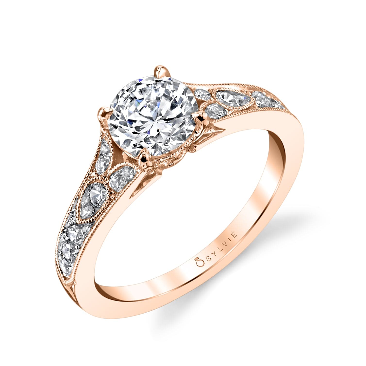 18K White Gold Vintage Style Engagement Ring Setting
