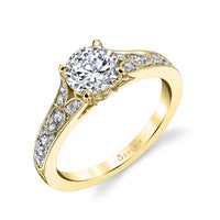 18K White Gold Vintage Style Engagement Ring Setting
