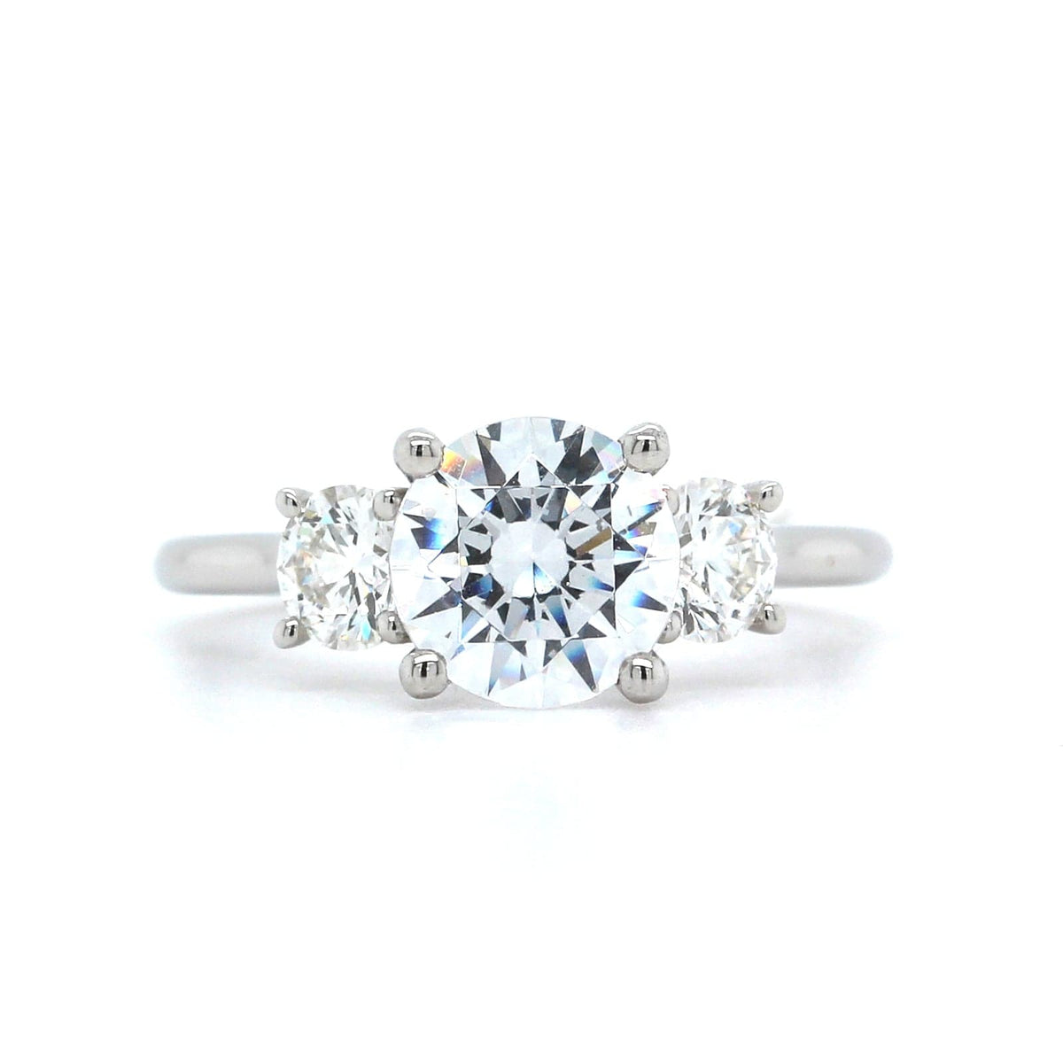 18K Yellow Gold 3 Stone Engagement Ring Setting