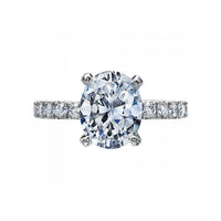 Platinum Shared Prong Oval Diamond Engagement Ring Setting